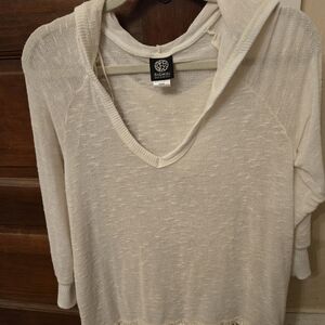 Bobeau Ivory Knit Pullover Hoodie